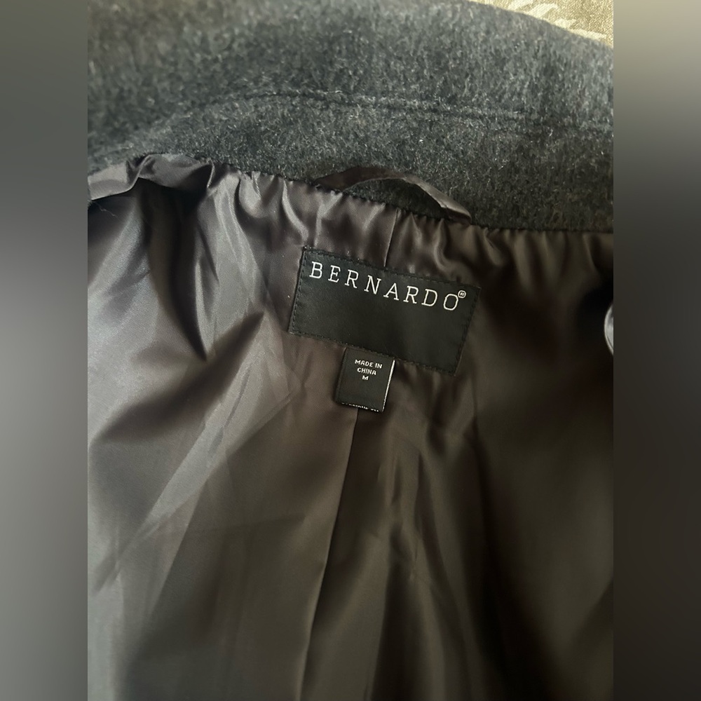 Bernardo Dark Gray Double Breasted Tie Waist Trench Coat Size Medium - Picture 10 of 11